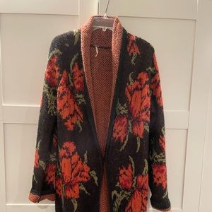 Free people floral long cardigan
